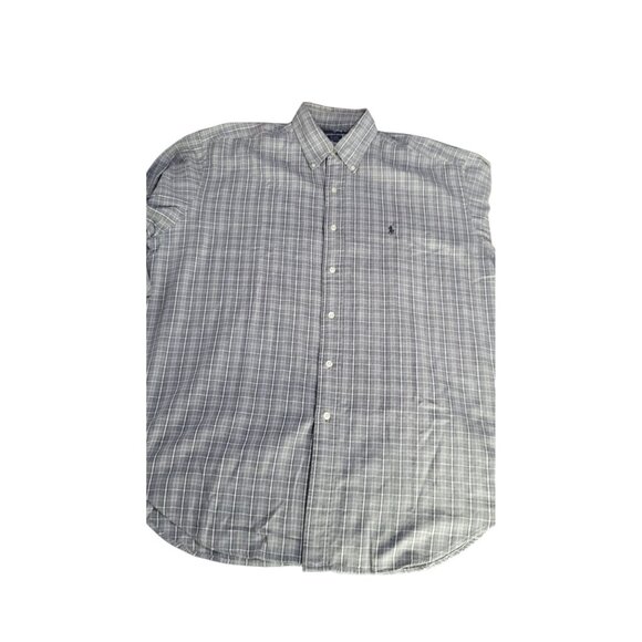 RALPH LAUREN Men's LG Blair Fit Button Down Dress Shirt Plaid Gray  VTG 90s - Picture 3 of 9